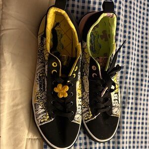 SpongeBob Squarepants Black & Yellow Graphic  Lace-Up Sneakers
